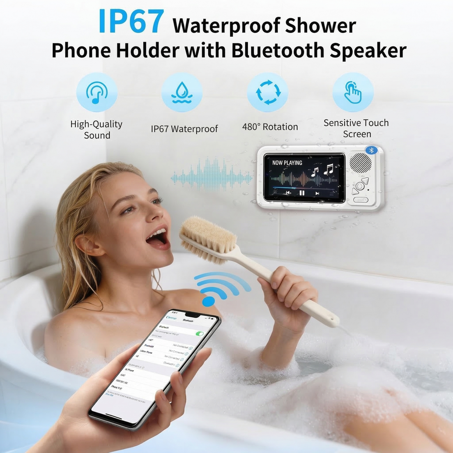 Voxilu™ Waterproof Phone Holder with Bluetooth Speaker